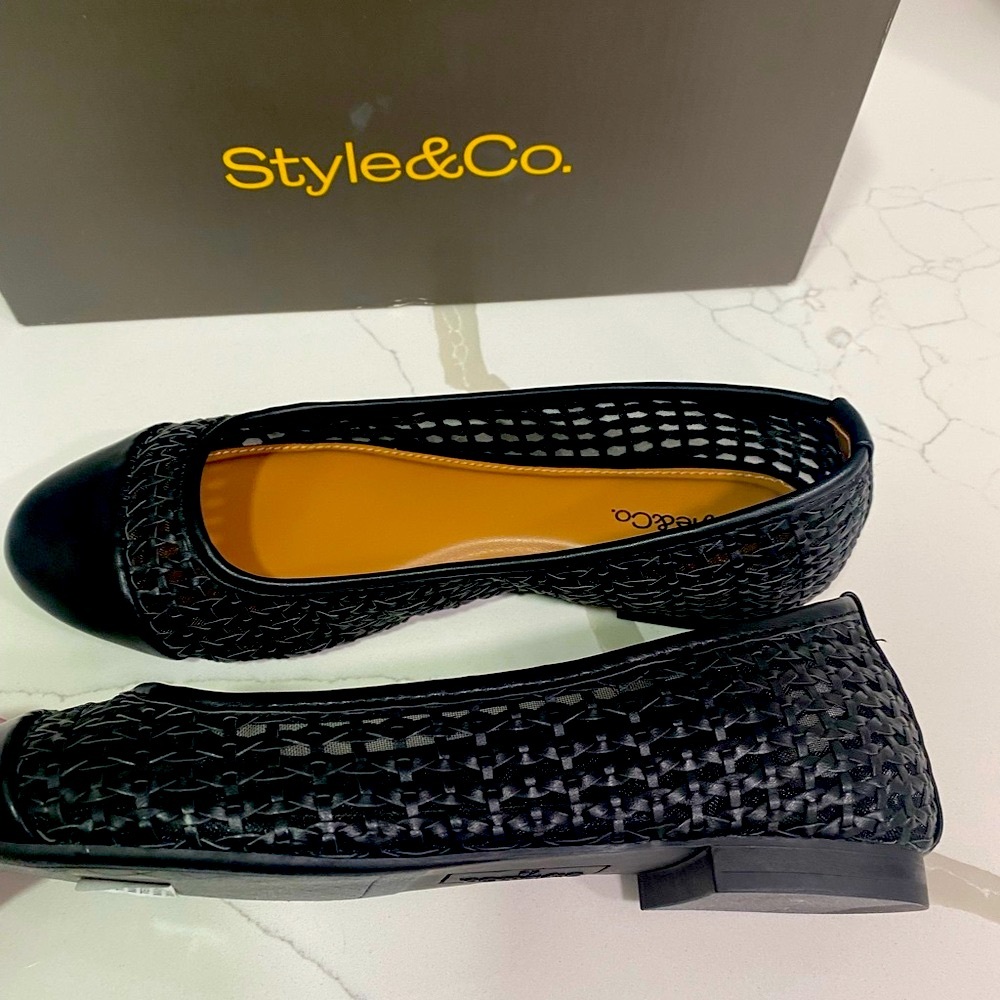 Style & Co. Black Flats with Braided Detail